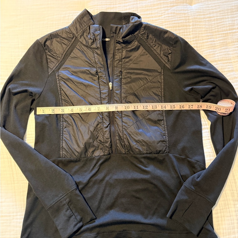 oiselle Black Quilted-Front Half-Zip Pullover